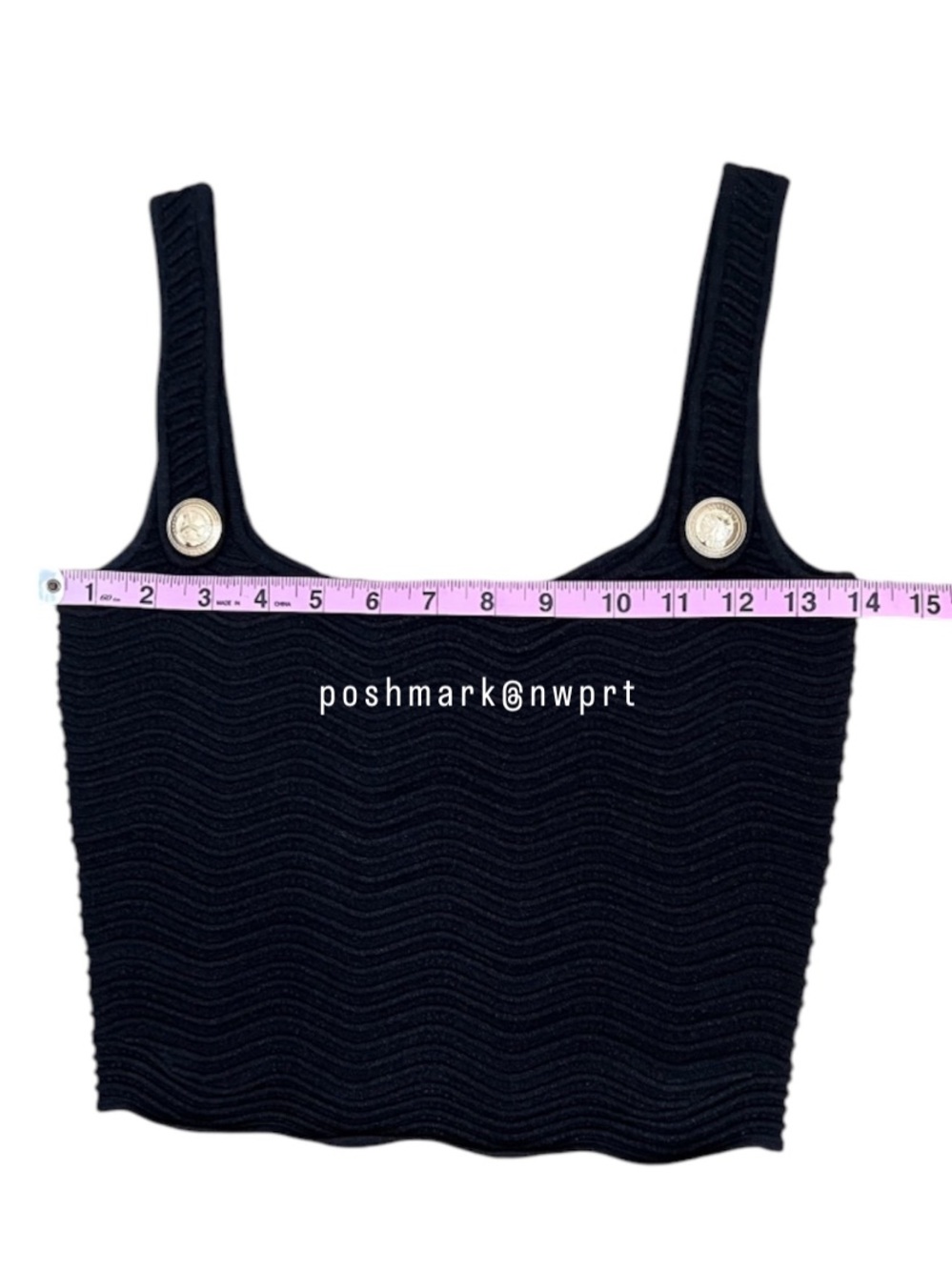 RETROFETE Aloe Knit Tank Top Crop Shirt Metallic Black XS - Picture 12 of 15